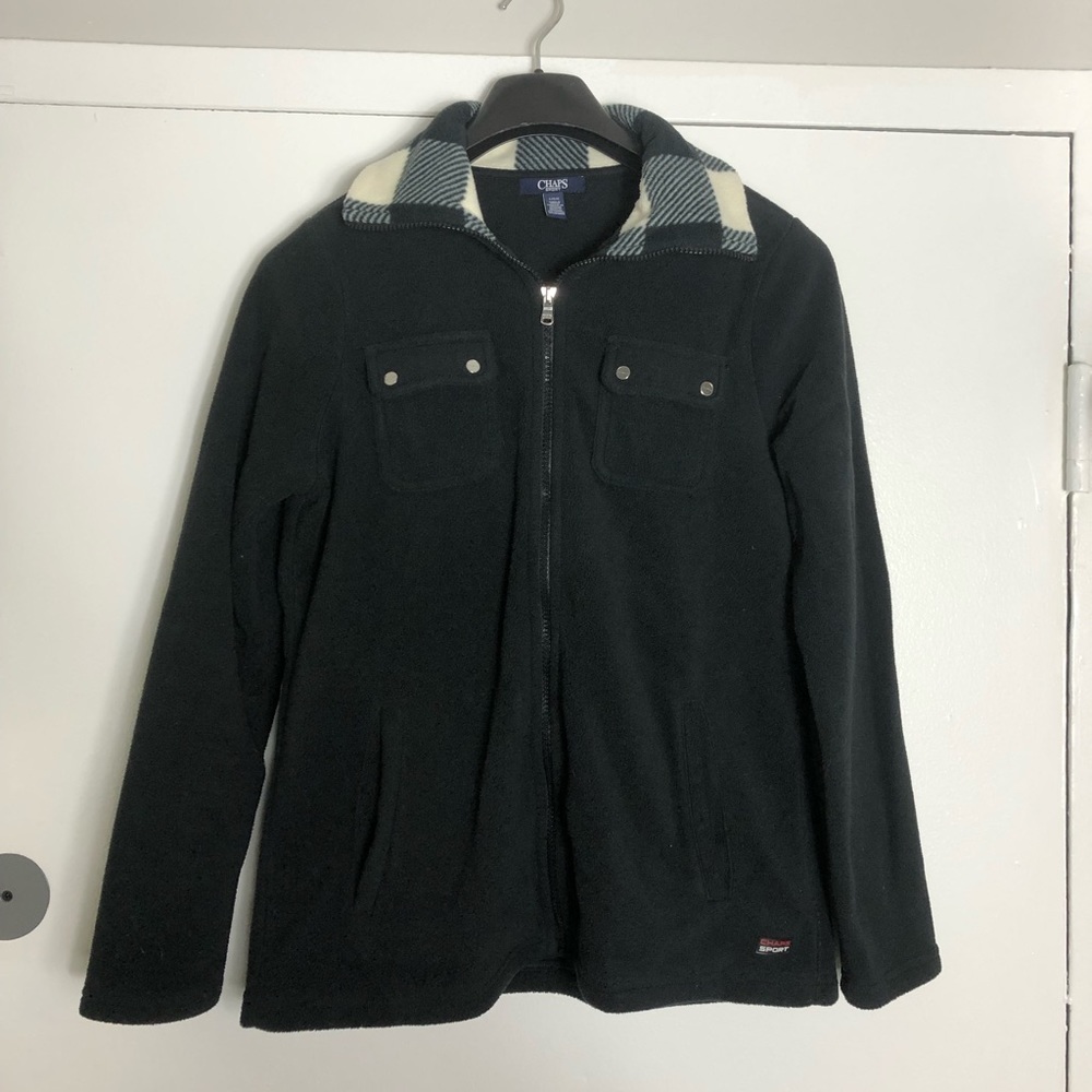 Chaps Sport Plaid Collar Fleece Full Zip Pullover Women’s